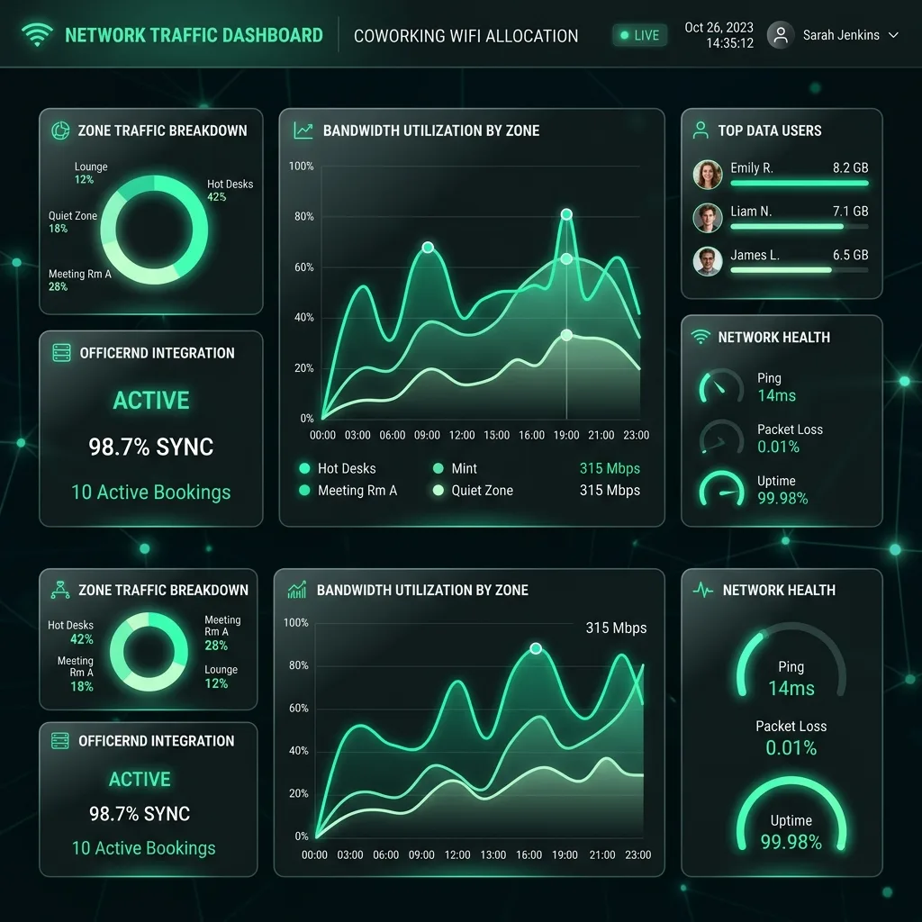 Coworking network traffic dashboard