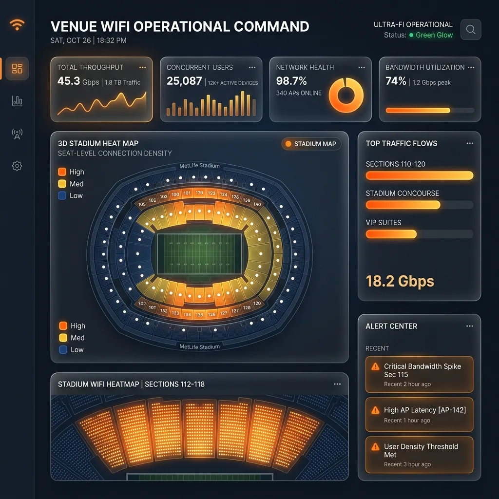 Stadium Wi-Fi command dashboard